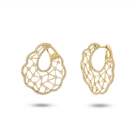 1.84 Ctw 14k Yellow Gold Diamond Earring