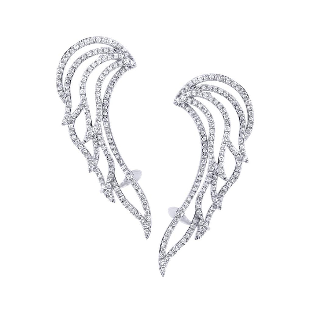 1.61 Ctw 14k White Gold Diamond Ear Crawler Earring