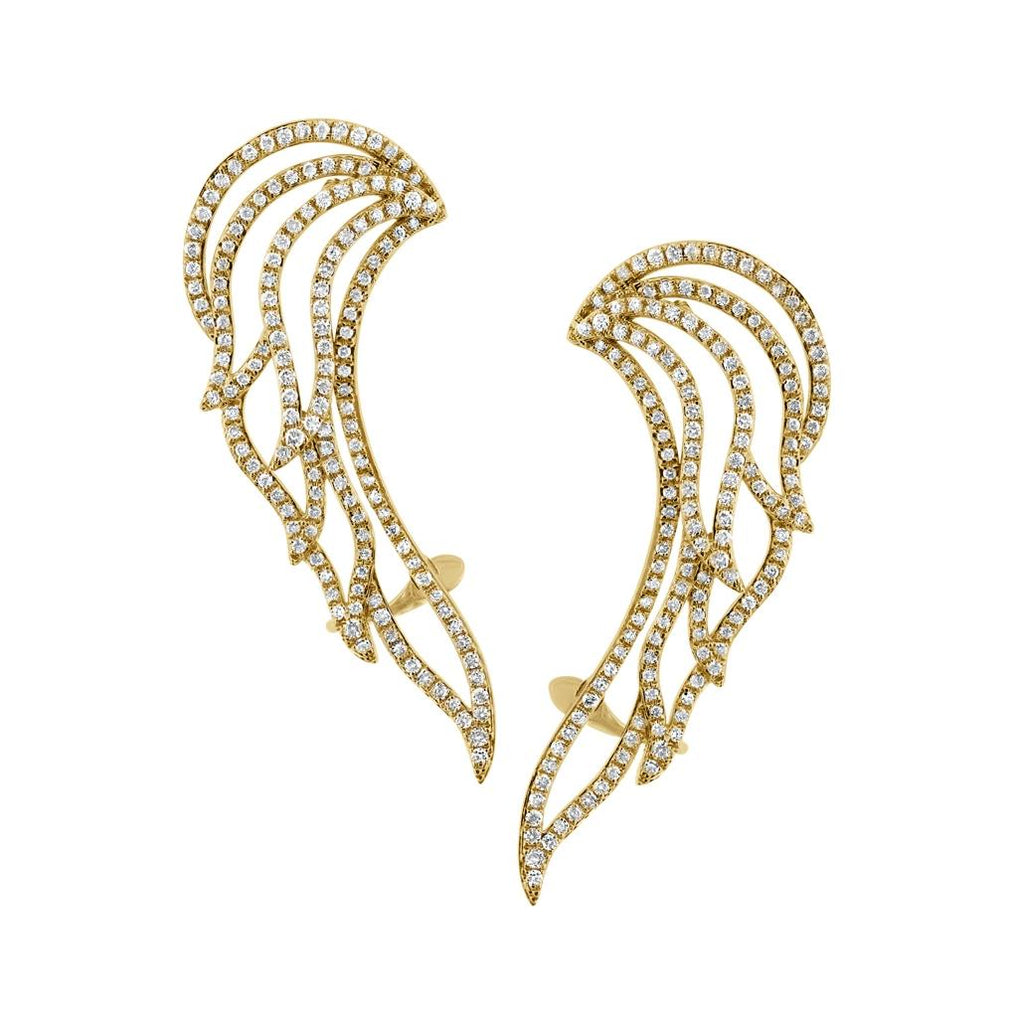 1.61 Ctw 14k Yellow Gold Diamond Ear Crawler Earring