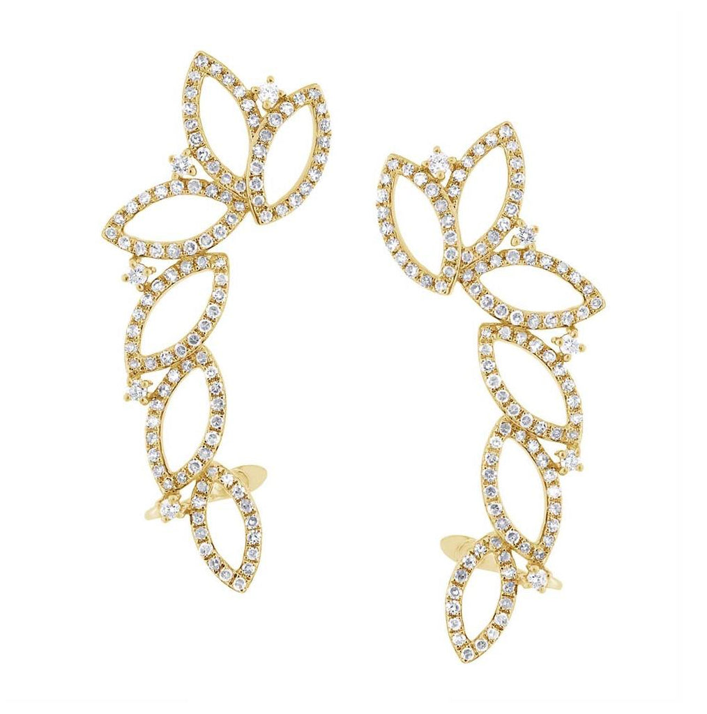 1.24 Ctw 14k Yellow Gold Diamond Ear Crawler Earring