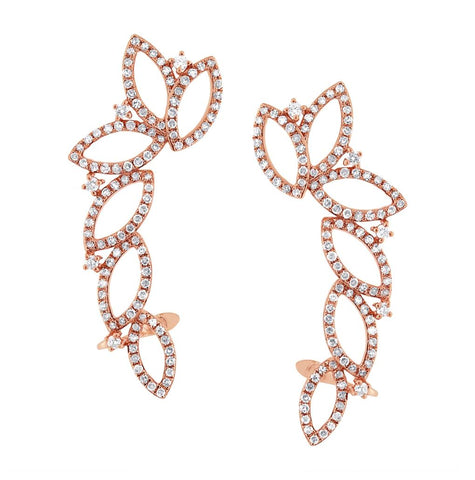 1.24 Ctw 14k Rose Gold Diamond Ear Crawler Earring