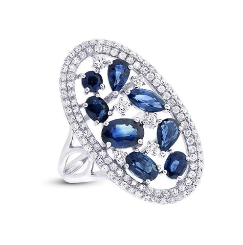 0.63 Ctw Diamond And 2.25 Ctw Blue Sapphire 14k White Gold Ring