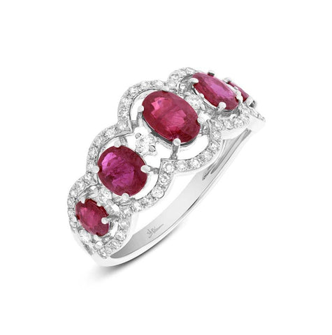 0.40 Ctw Diamond And 1.85 Ctw Ruby 14k White Gold Ring