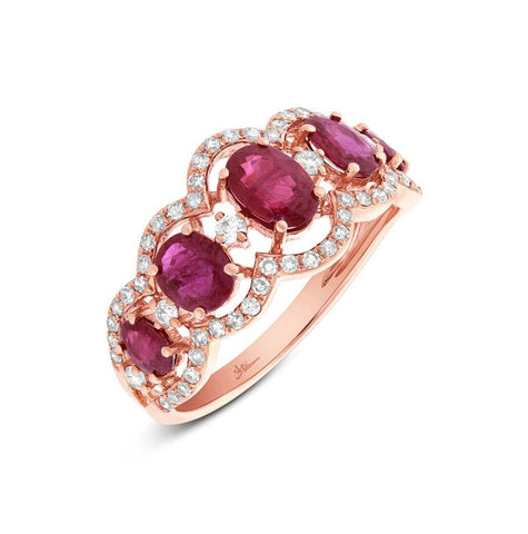 0.40 Ctw Diamond And 1.85 Ctw Ruby 14k Rose Gold Ring
