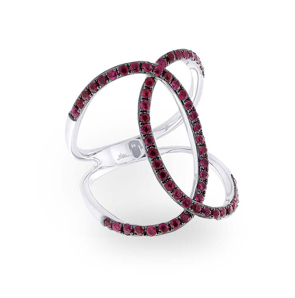 1.00 Ctw Ruby 14k White Gold Womens Ring