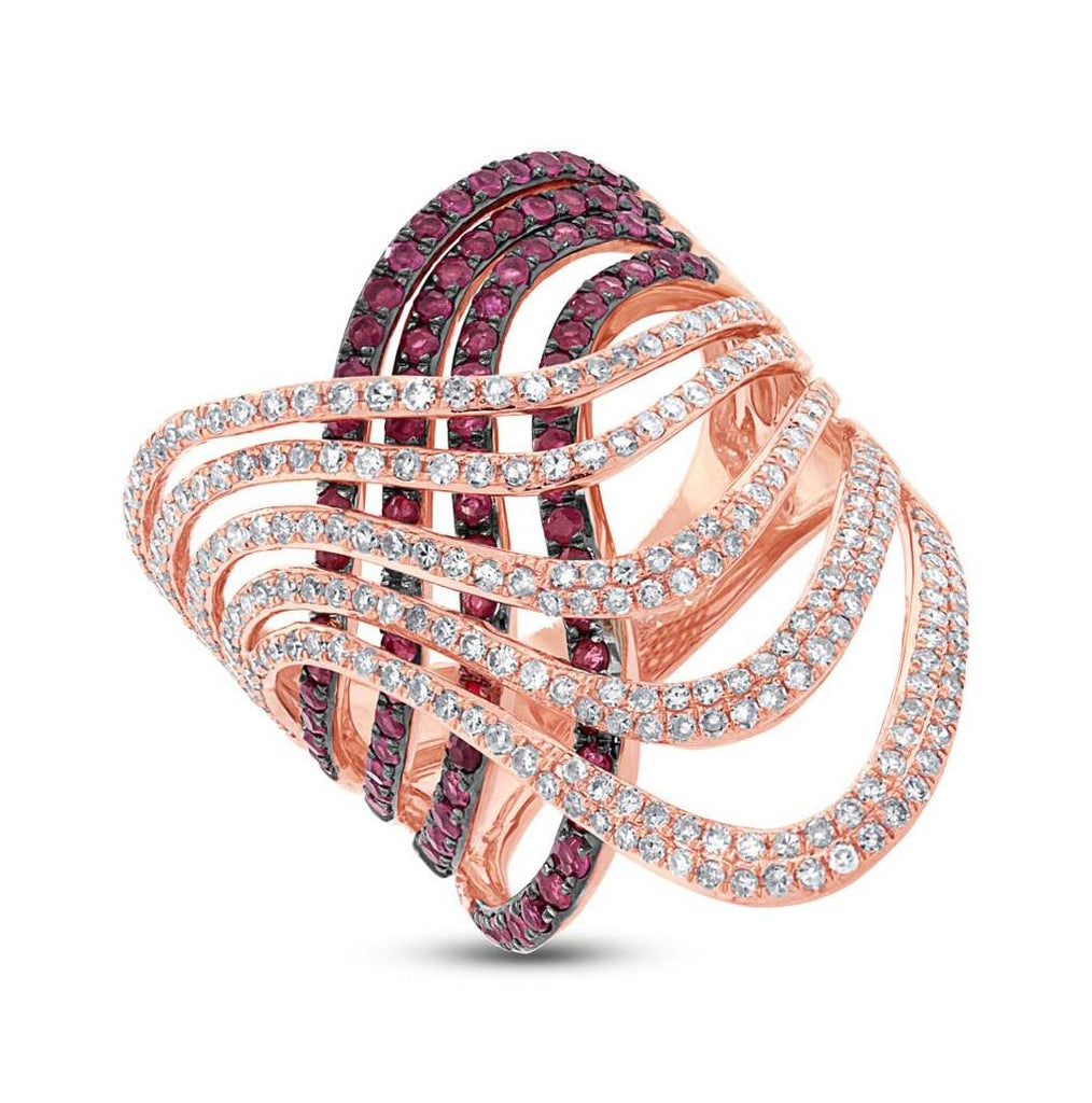 1.03 Ctw Diamond And 1.42 Ctw Ruby 14k Rose Gold Ring