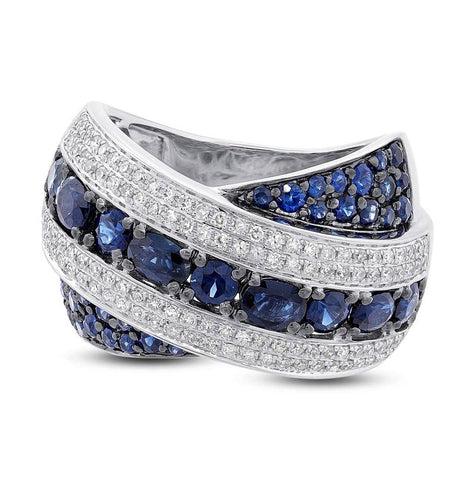 0.57 Ctw Diamond And 2.25 Ctw Blue Sapphire 14k White Gold Ring