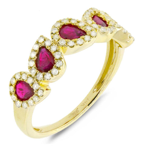 0.32 Ctw Diamond And 0.91 Ctw Ruby 14k Yellow Gold Ring