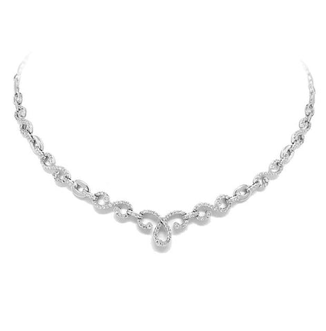 1.45 Ctw 18k White Gold Diamond Necklace