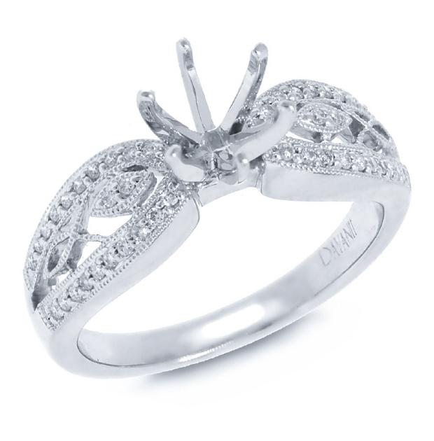 0.22 Ctw 18k White Gold Diamond Semi-mount Ring
