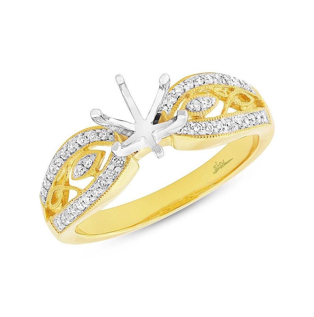 0.20 Ctw 14k Yellow Gold Diamond Semi-mount Ring For 1.00 Ctw Center