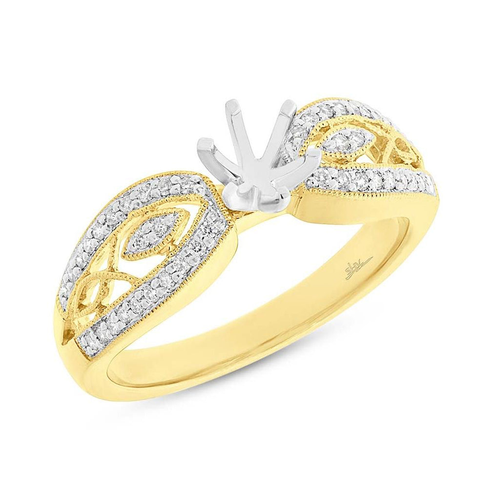 0.20 Ctw 18k Yellow Gold Diamond Semi-mount Ring For 0.50 Ctw Center