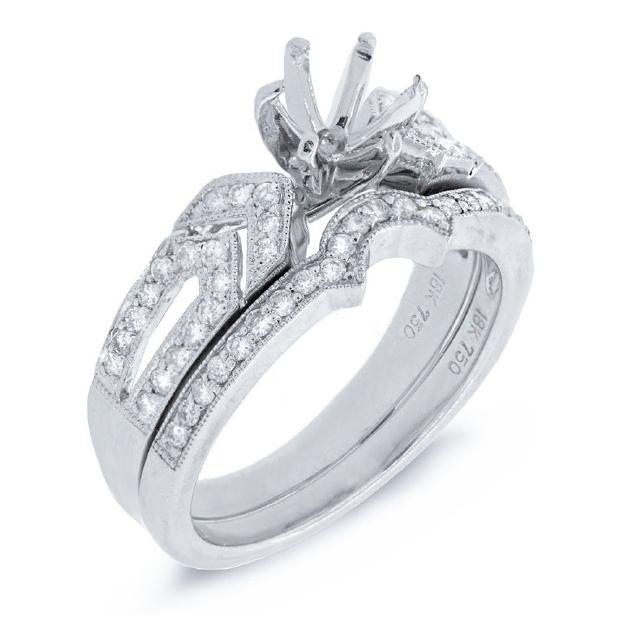 0.45 Ctw 18k White Gold Diamond Semi-mount Ring 2-pc