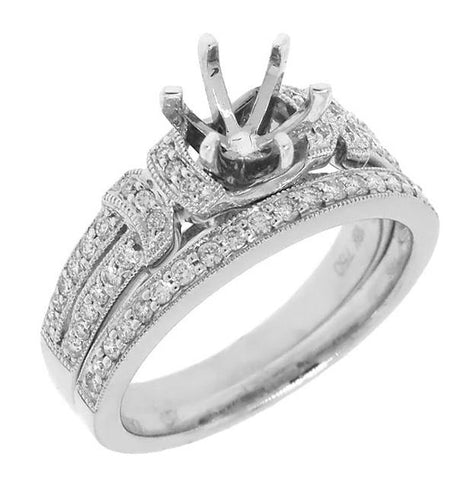0.45 Ctw 18k White Gold Diamond Semi-mount Ring 2-pc