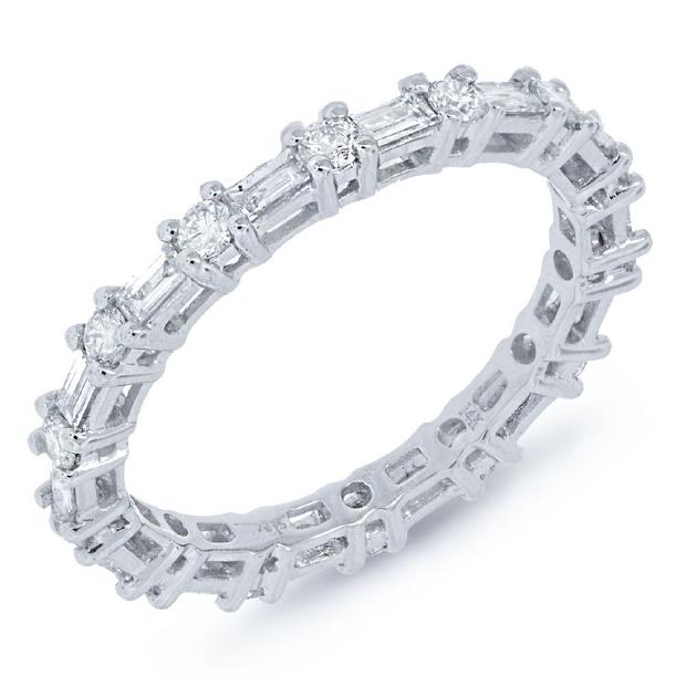 0.90 Ctw 18k White Gold Diamond Eternity Band Size 6.5