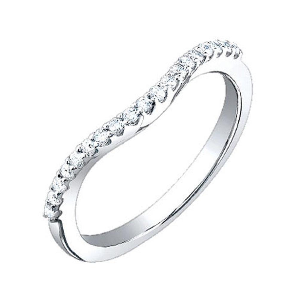0.25 Ctw 14k White Gold Diamond Womens Curved Band Size 2.5