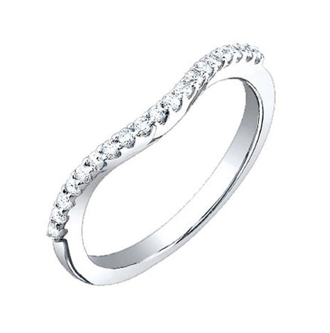 0.25 Ctw 14k White Gold Diamond Womens Curved Band Size 2.5