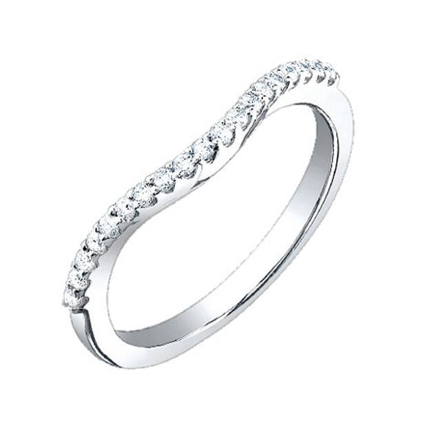 0.25 Ctw 14k White Gold Diamond Womens Curved Band