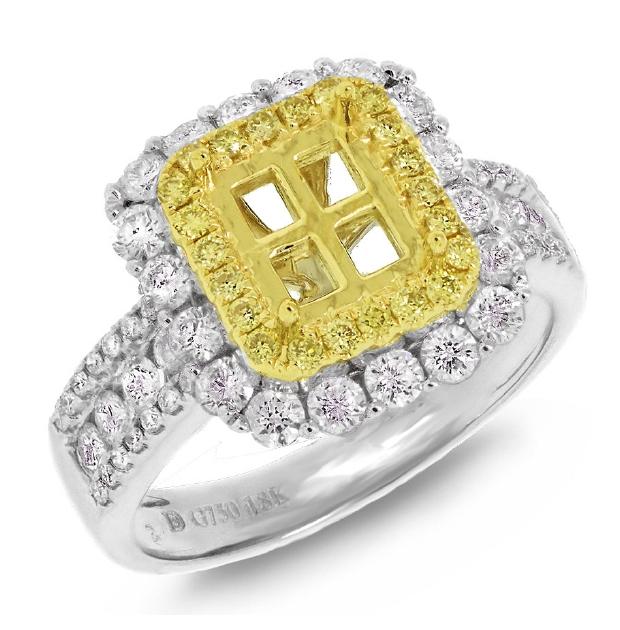 1.14 Ctw 18k Two-tone Gold Natural Yellow Diamond Semi-mount Ring