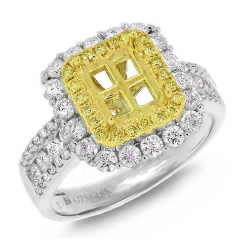 1.16 Ctw 18k Two-tone Gold Natural Yellow Diamond Semi-mount Ring