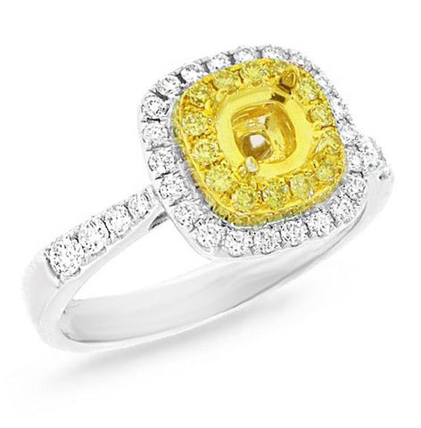 0.47 Ctw 18k Two-tone Gold Natural Yellow Diamond Semi-mount Ring