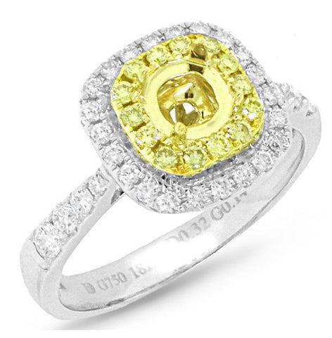 0.46 Ctw 18k Two-tone Gold Natural Yellow Diamond Semi-mount Ring