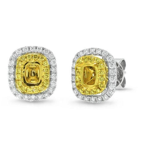 0.52 Ctw 18k Two-tone Gold Natural Yellow Diamond Semi-mount Earrring