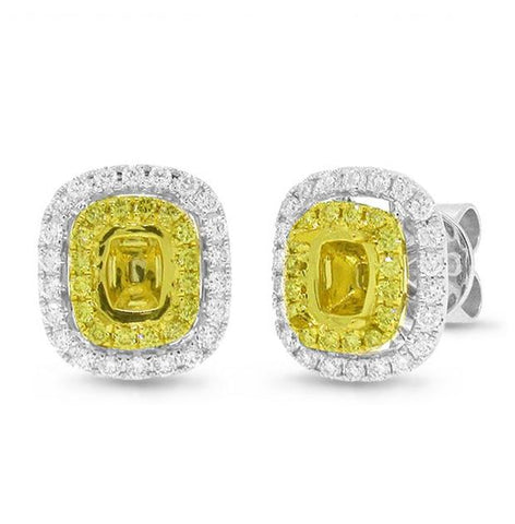 0.50 Ctw 18k Two-tone Gold Natural Yellow Diamond Semi-mount Earrring