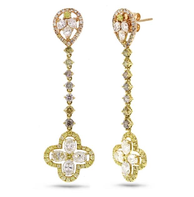 4.71 Ctw 18k Two-tone Rose Gold Fancy Color Diamond Earring