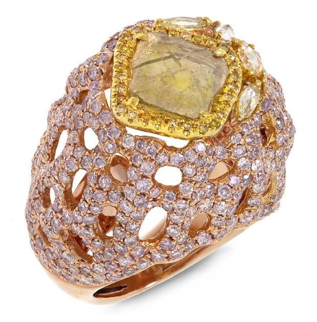 4.95 Ctw 18k Rose Gold Fancy Color Diamond Ring