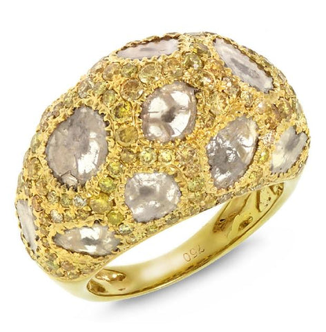 3.83 Ctw 18k Yellow Gold Fancy Color Diamond Ring