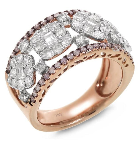 1.65 Ctw 18k Rose Gold White And Pink Diamond Ring