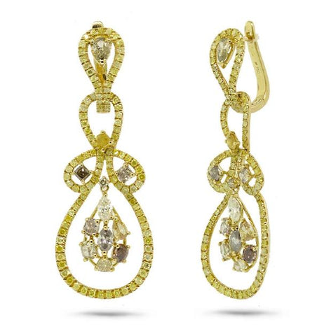 7.22 Ctw 18k Yellow Gold Fancy Color Diamond Earring