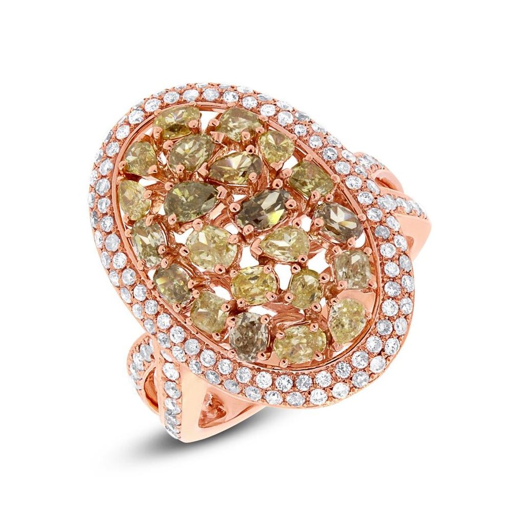 2.71 Ctw 18k Rose Gold White And Fancy Color Diamond Ring