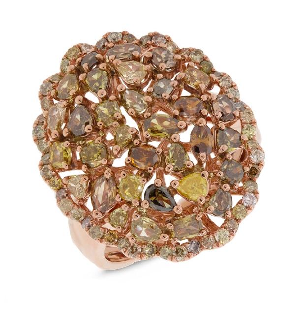 2.81 Ctw 18k Rose Gold Fancy Color Diamond Ring