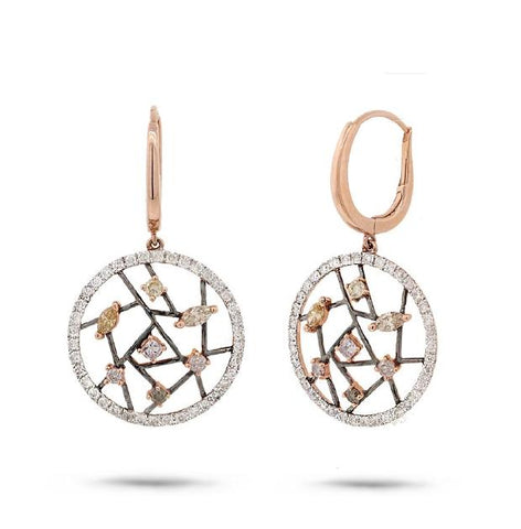 1.18 Ctw 18k Rose Gold Fancy Color Diamond Earring