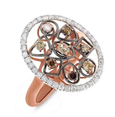 0.71 Ctw 14k Rose Gold Fancy Color Diamond Ring