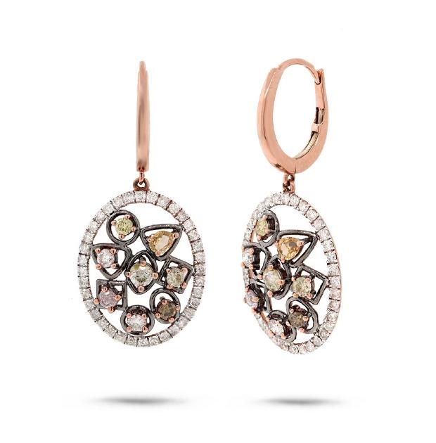 1.52 Ctw 14k Rose Gold Fancy Color Diamond Earring