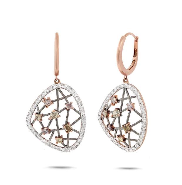 1.28 Ctw 14k Rose Gold Fancy Color Diamond Earring