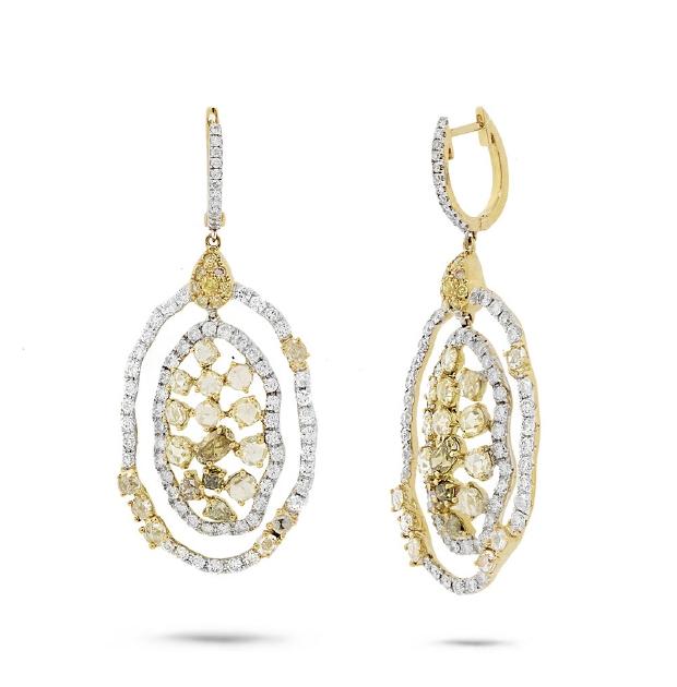 5.23 Ctw 18k Yellow Gold Fancy Color Diamond Earring