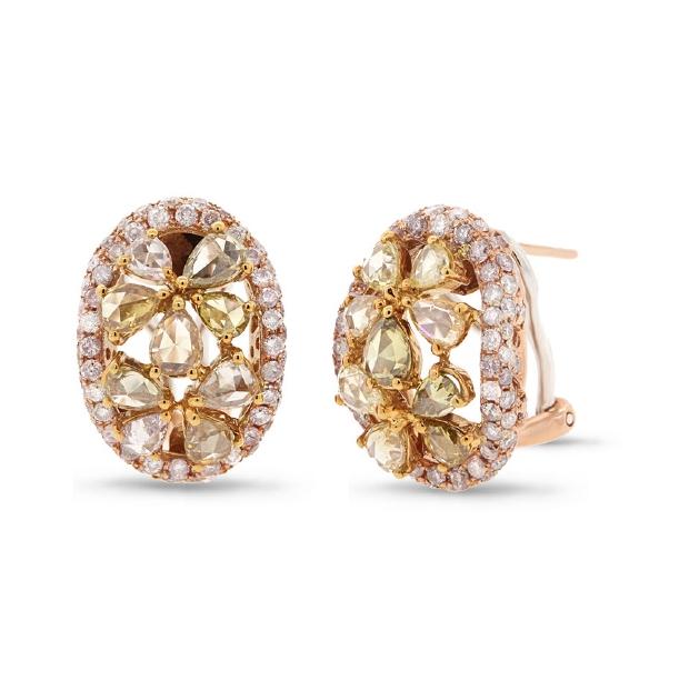 3.50 Ctw 18k Three-tone Gold Fancy Color Diamond Earring