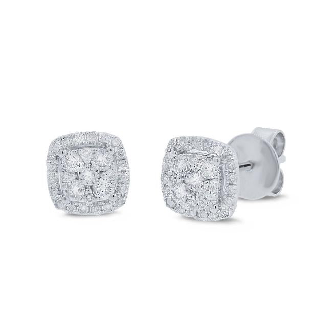 0.46 Ctw 14k White Gold Diamond Cluster Stud Earring