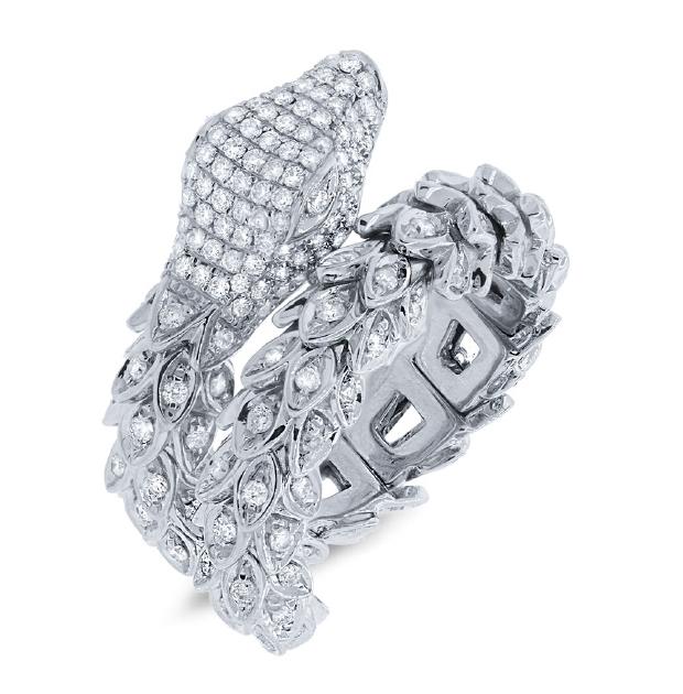 1.31 Ctw 14k White Gold Diamond Snake Ring