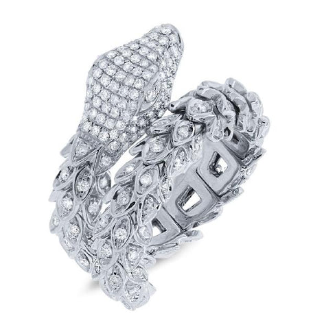 1.31 Ctw 14k White Gold Diamond Snake Ring