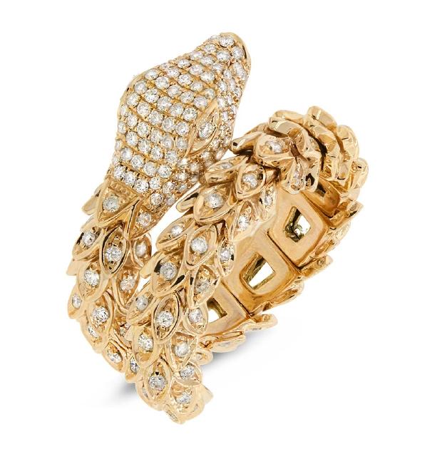 1.31 Ctw 14k Yellow Gold Diamond Snake Ring