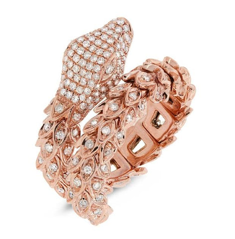 1.31 Ctw 14k Rose Gold Diamond Snake Ring