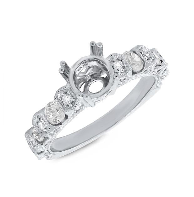 0.83 Ctw 14k White Gold Diamond Semi-mount Ring