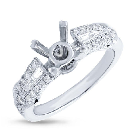 0.45 Ctw 14k White Gold Diamond Semi-mount Ring