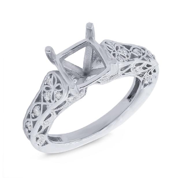 0.24 Ctw 14k White Gold Diamond Semi-mount Ring