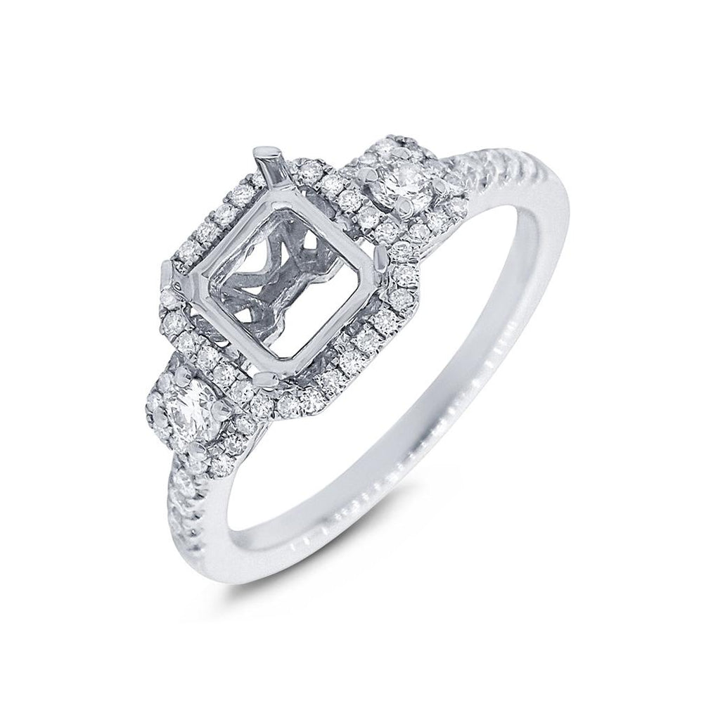 0.65 Ctw 14k White Gold Diamond Semi-mount Ring Size 6.5